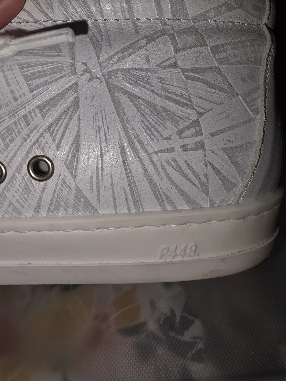 P448 White and Gold Palm High-Top Sneakers